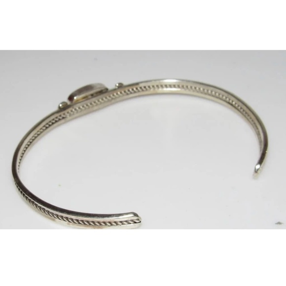 Navajo Opal Bracelet Stacker Sterling Silver Cuff Native American Signed - Picture 5 of 5